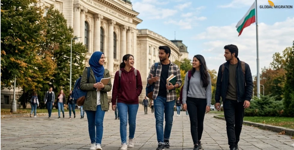 Pakistani students on Bulgarian campus.
