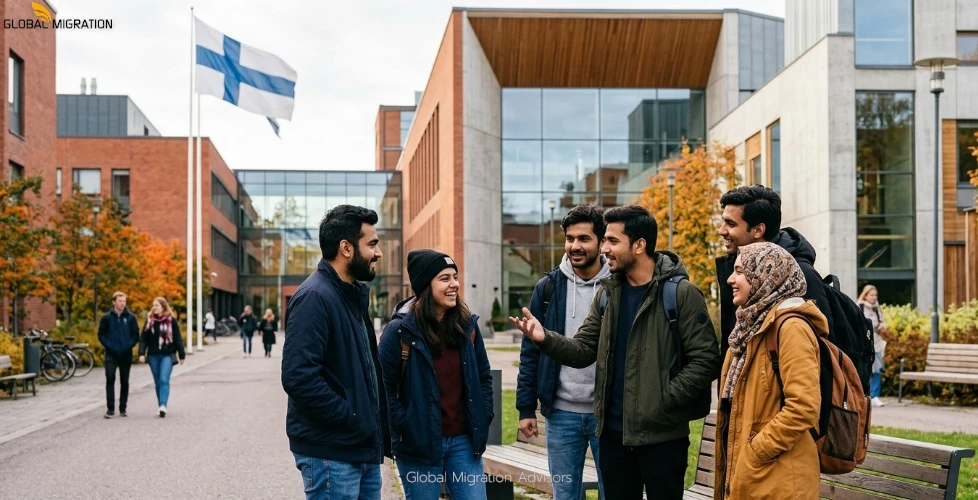 Pakistani students on Finnish campus.