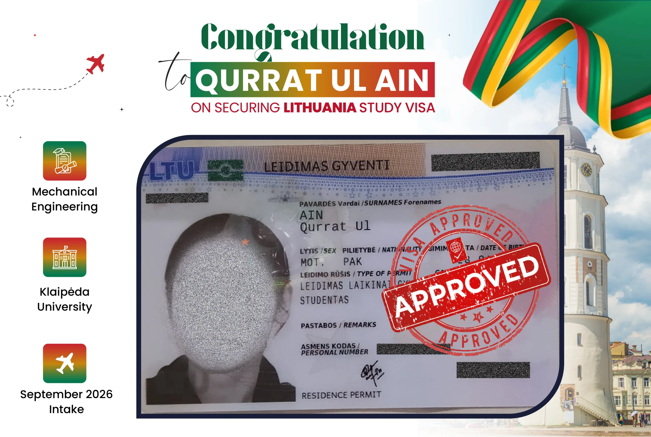 Study In Lithuania From Pakistan
